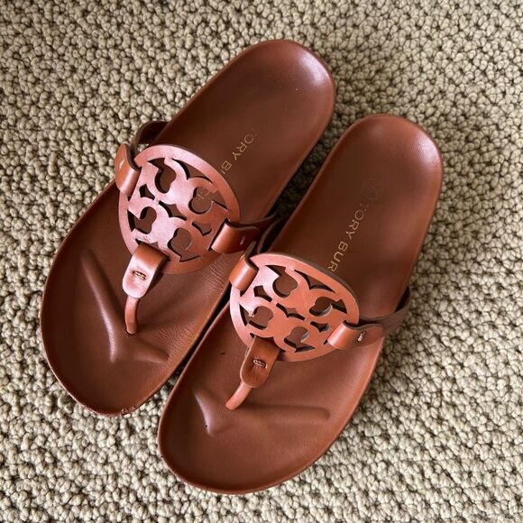 Tory Burch Miller Cloud Sandal in Bourbon Miele - Picture 2 of 5